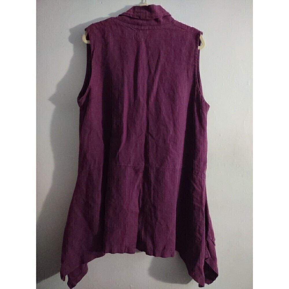 COMPLETO LINO by Arthurio Eggplant Purple Linen Tunic Vest Women's M Lagenlook - Picture 6 of 6